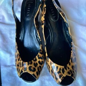Nickels Animal Print Slingback Wedges
